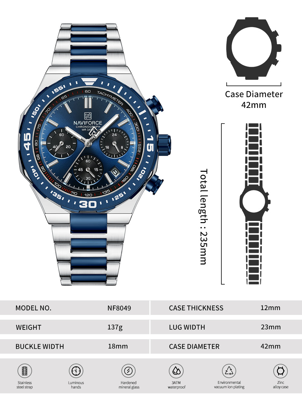 Apex Two-Tone Chronograph Watch | Ashen Rose