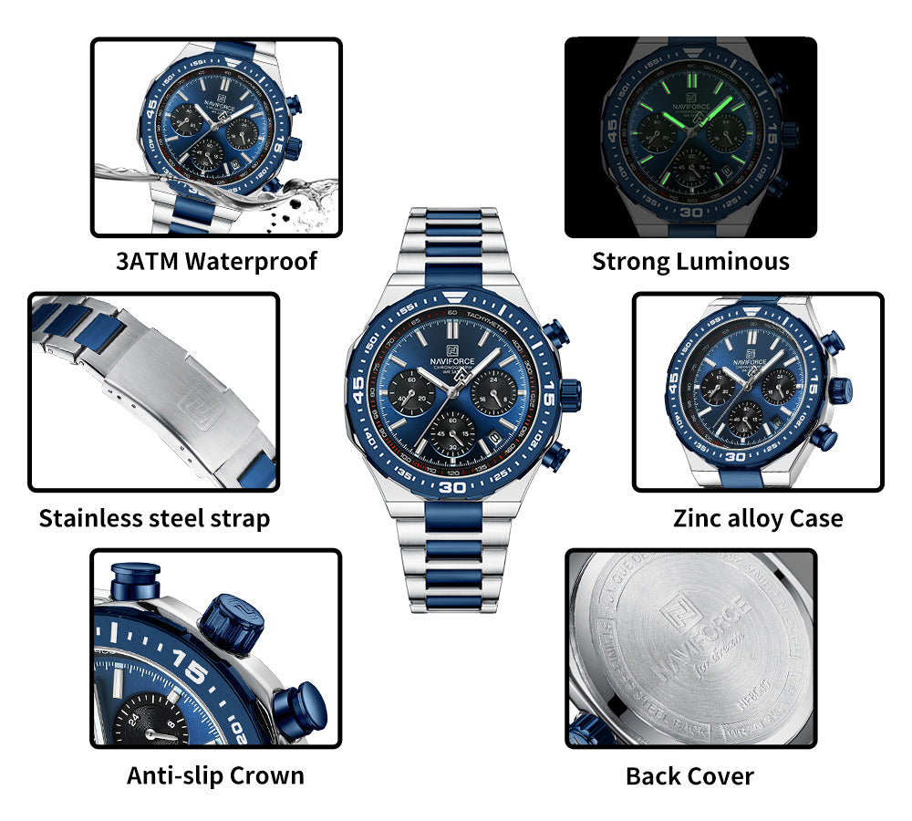 Apex Two-Tone Chronograph Watch | Ashen Rose
