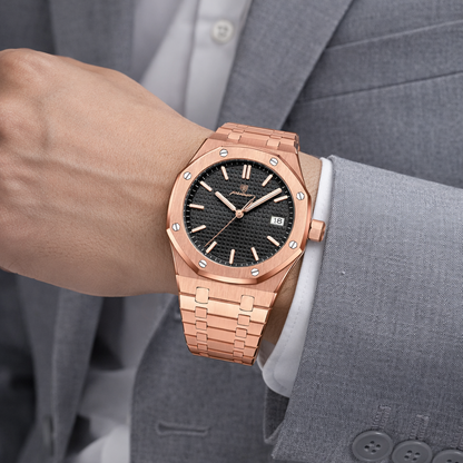 Legacy Date Quartz Watch | Obsidian Rose