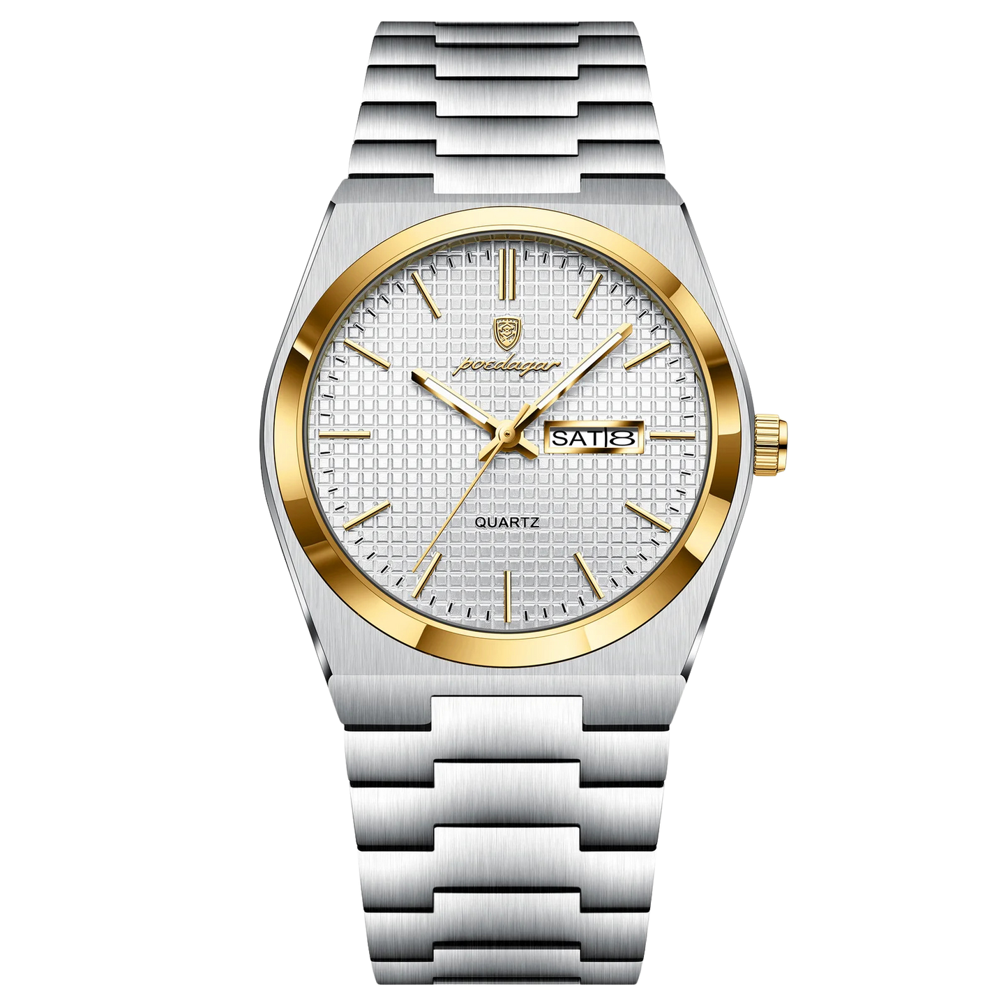 Axis Grid Day-Date Quartz Watch | Pearl Gold