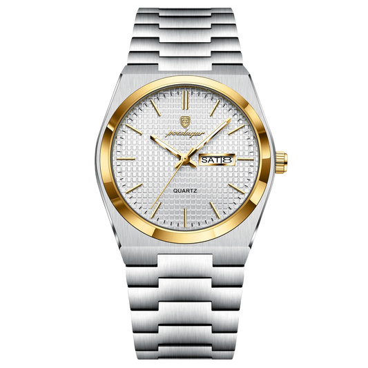 Axis Grid Day-Date Quartz Watch | Pearl Gold