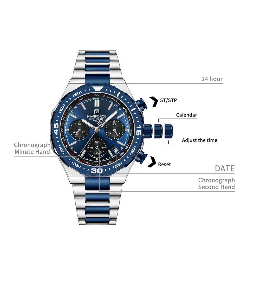 Apex Two-Tone Chronograph Watch | Ashen Rose